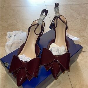 Elegant Wine Bow Women's Heels